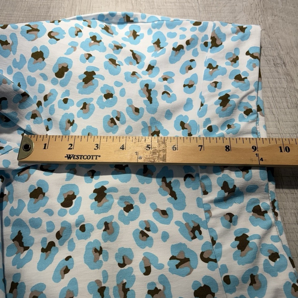 Krazy Larry Pants Women's 2 Blue Geometric All Over Print Stretch Flat Front EUC - Picture 7 of 9